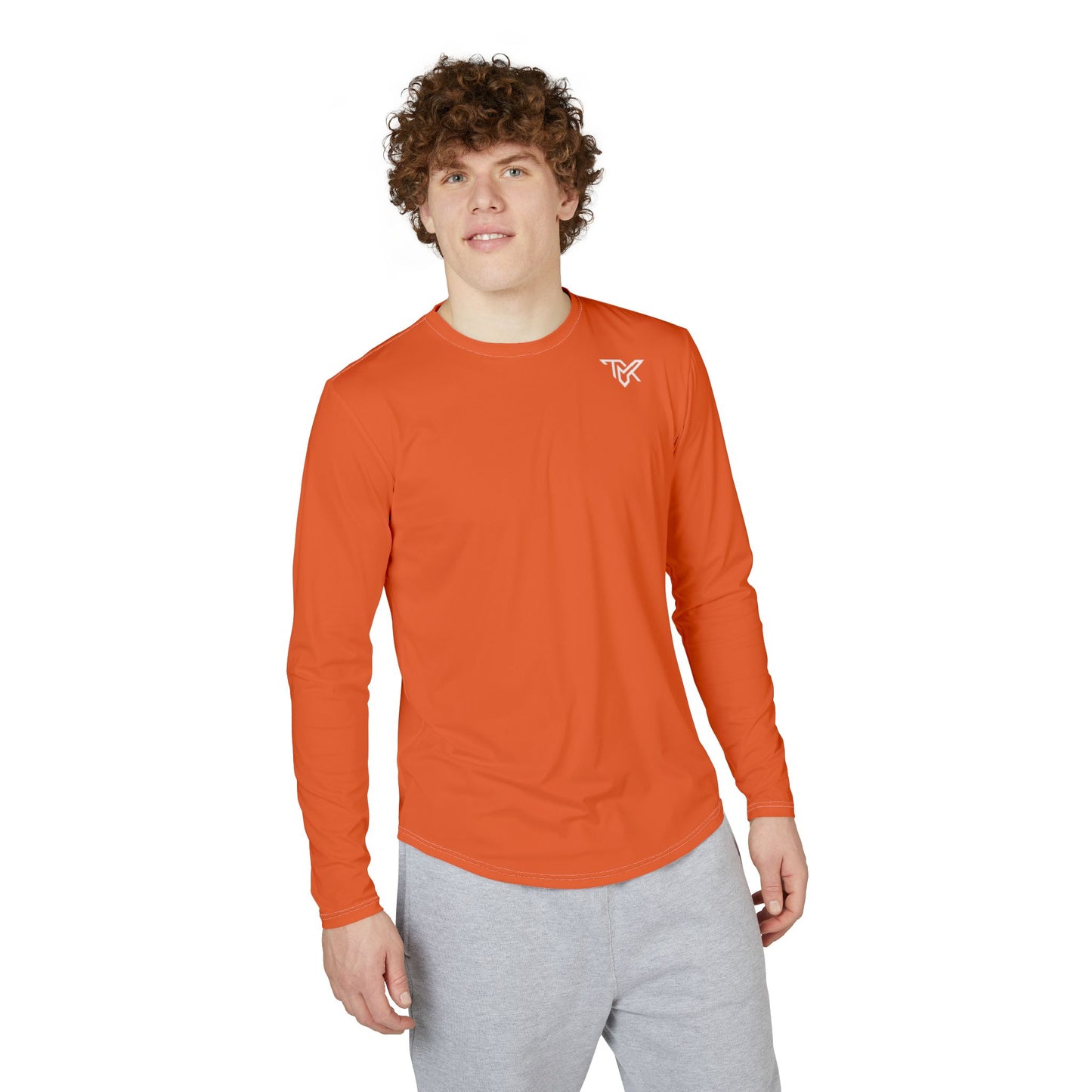 TMK Orange Polyester Long Sleeve Top