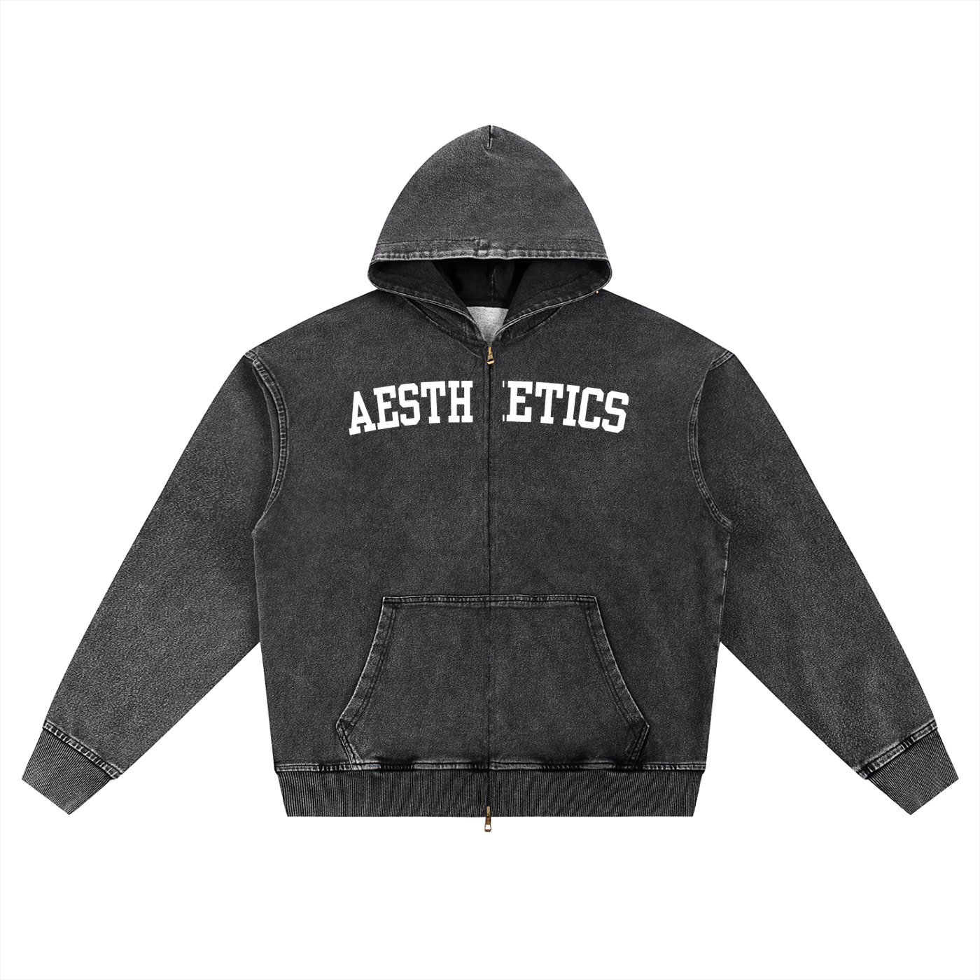 TMK Aesthetics Snow Wash Oversized Zip-Up Hoodie