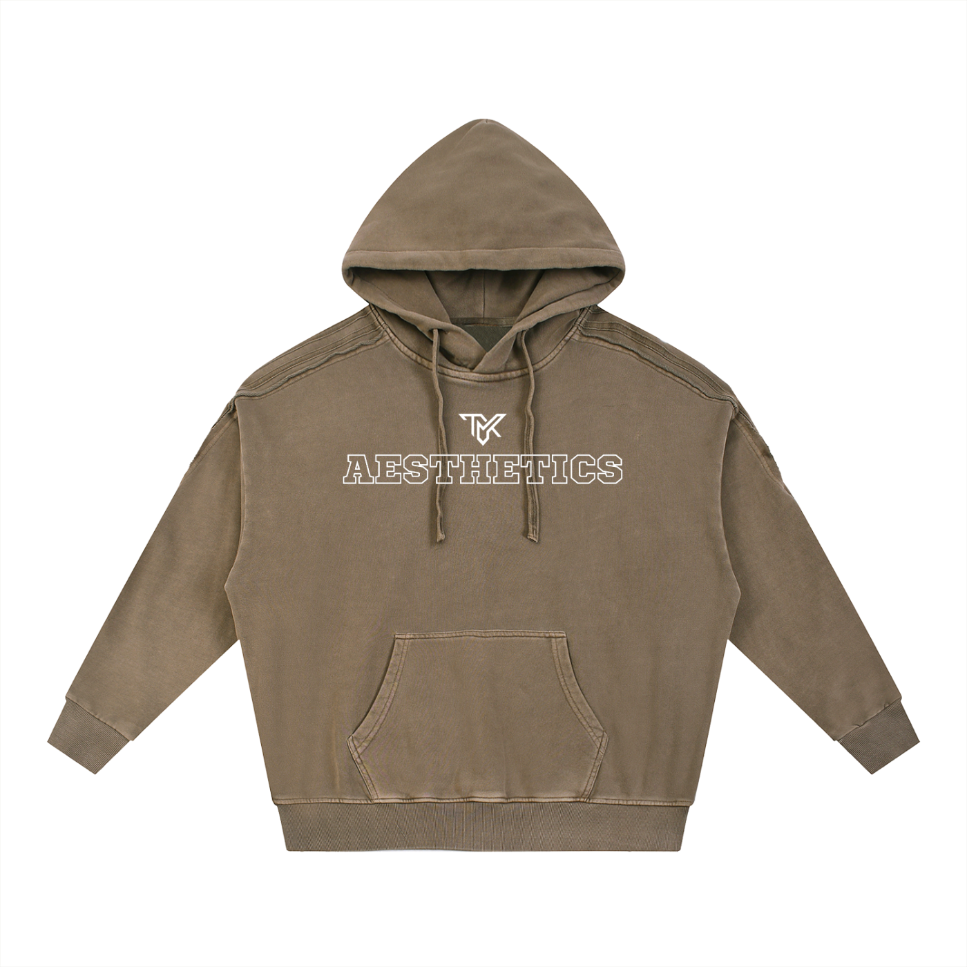 TMK Aesthetics Snow Washed Tape Raw Edge Hoodie