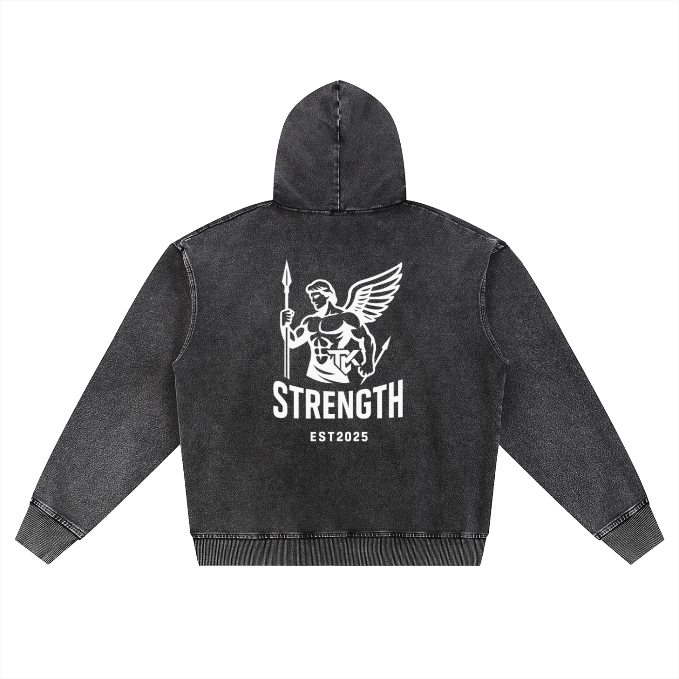 TMK Aesthetics Snow Wash Oversized Zip-Up Hoodie