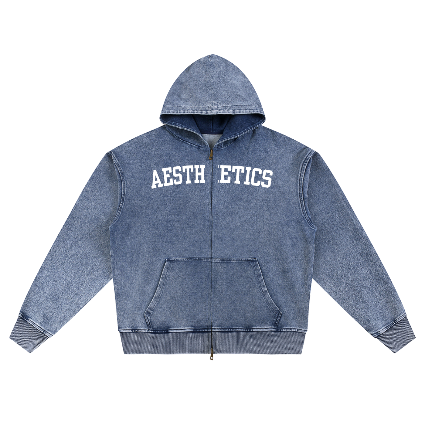 TMK Aesthetics Snow Wash Oversized Zip-Up Hoodie