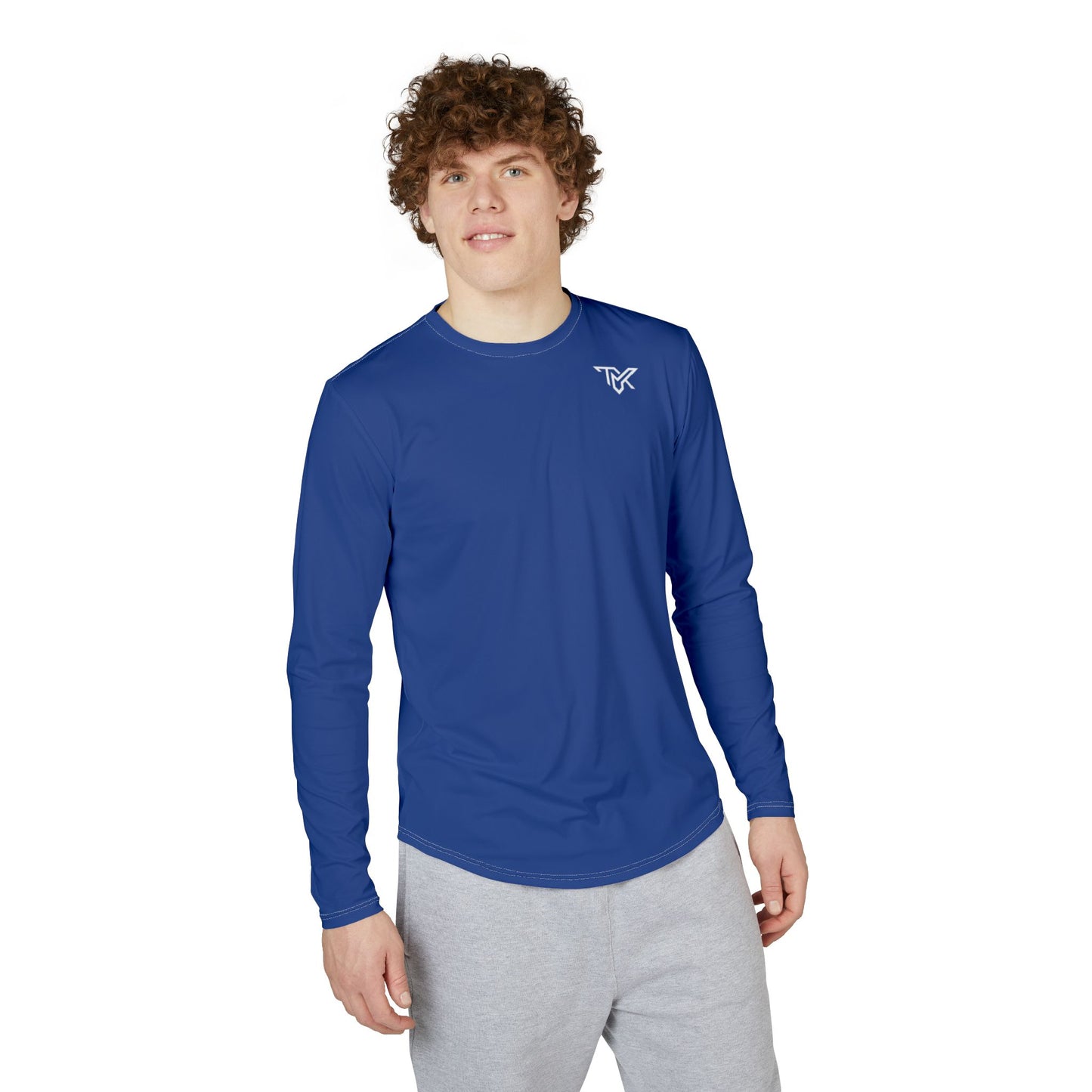 TMK Dark Blue Polyester Long Sleeve Top