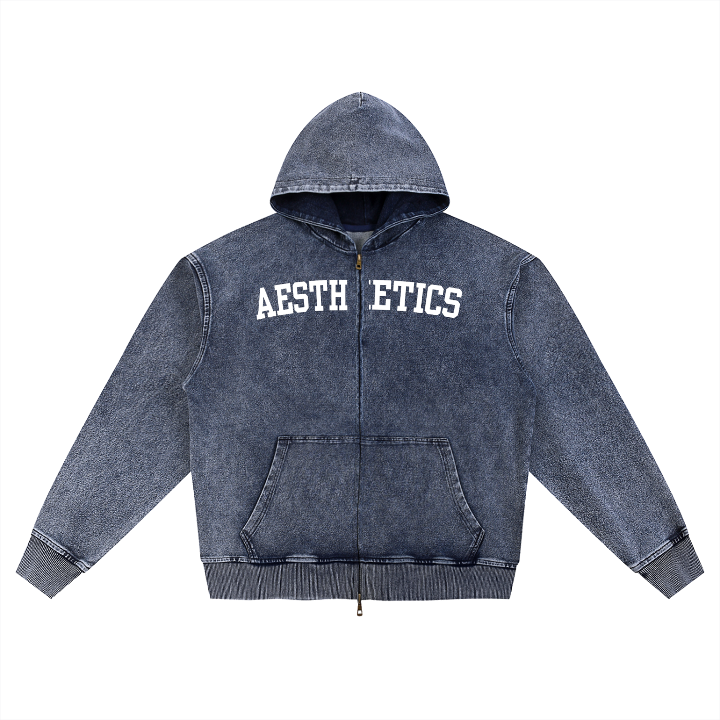 TMK Aesthetics Snow Wash Oversized Zip-Up Hoodie